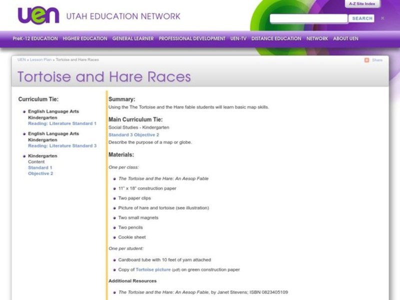Tortoise and Hare Races Lesson Plan