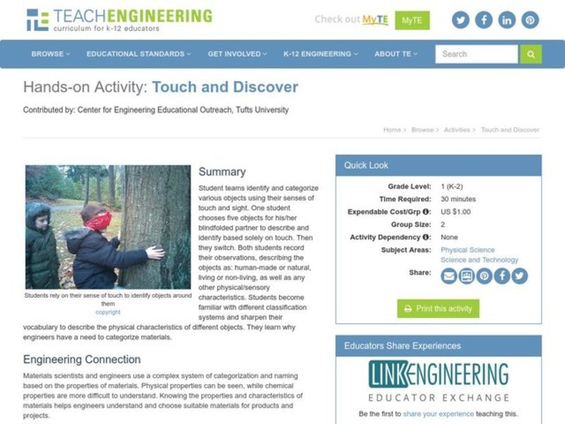 Touch and Discover Lesson Plan