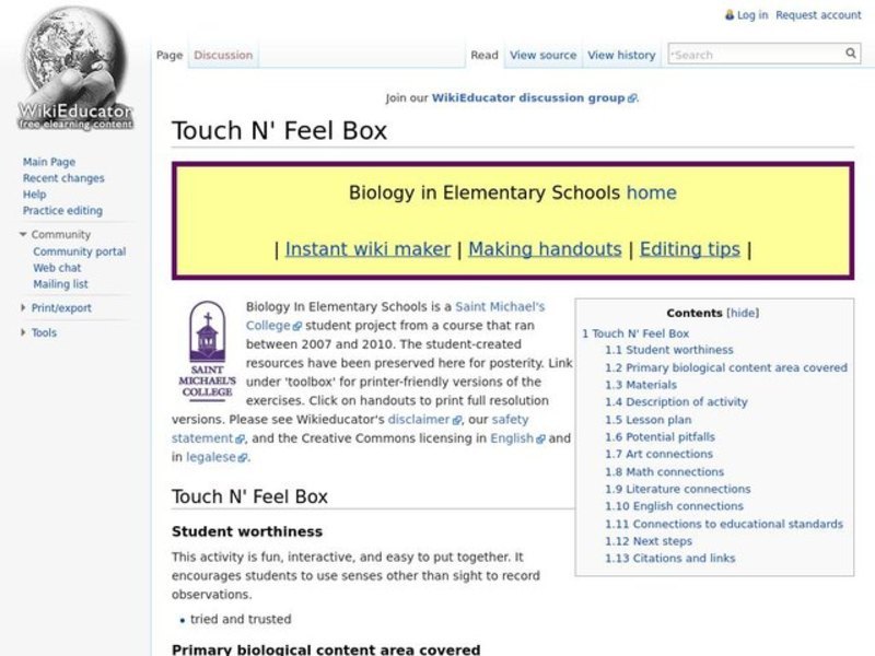 Touch and Feel Box Lesson Plan