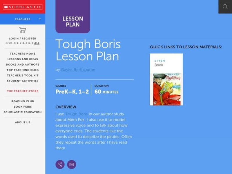Tough Boris Lesson Plan Lesson Plan
