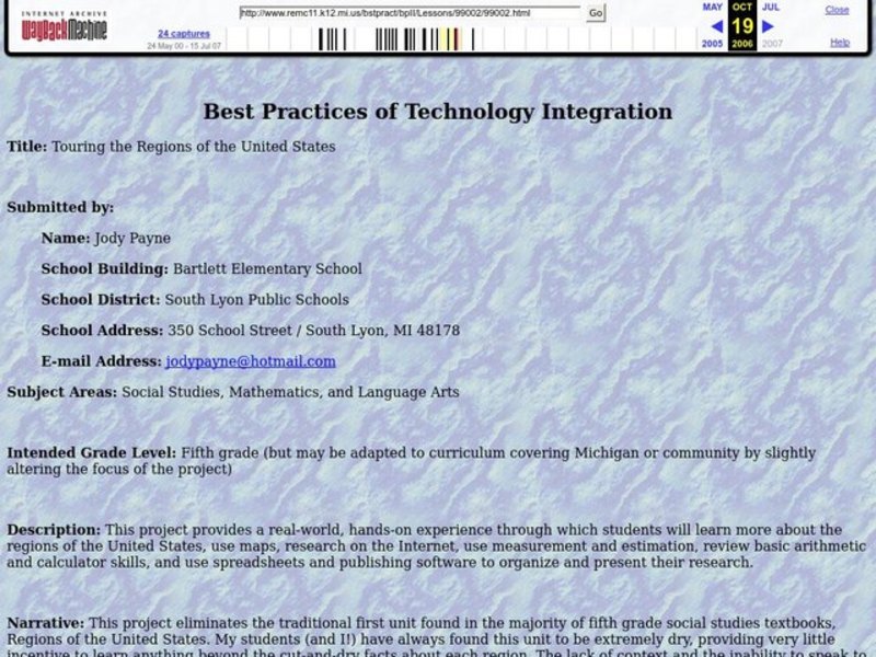 Touring the Regions of the United States Lesson Plan