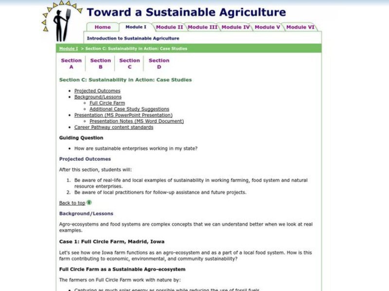 Toward a Sustainable Agriculture Lesson Plan
