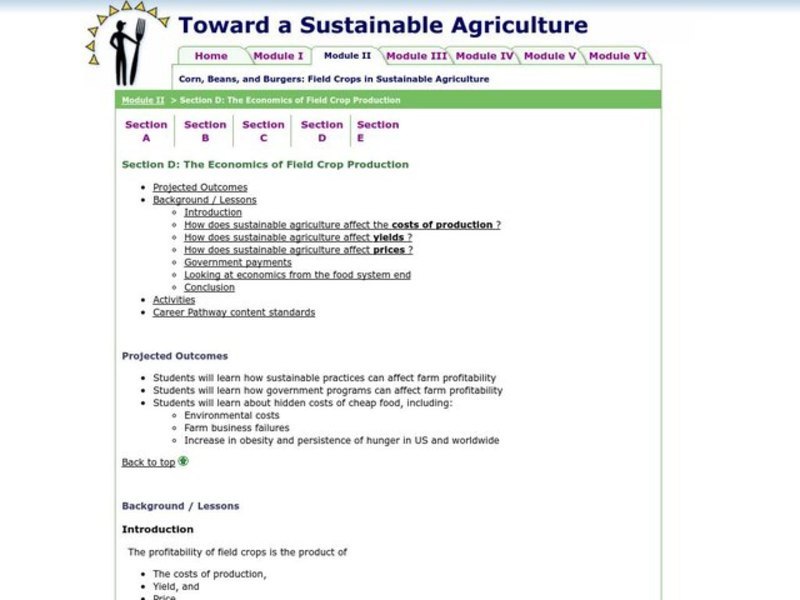 Toward a Sustainable Agriculture Lesson Plan