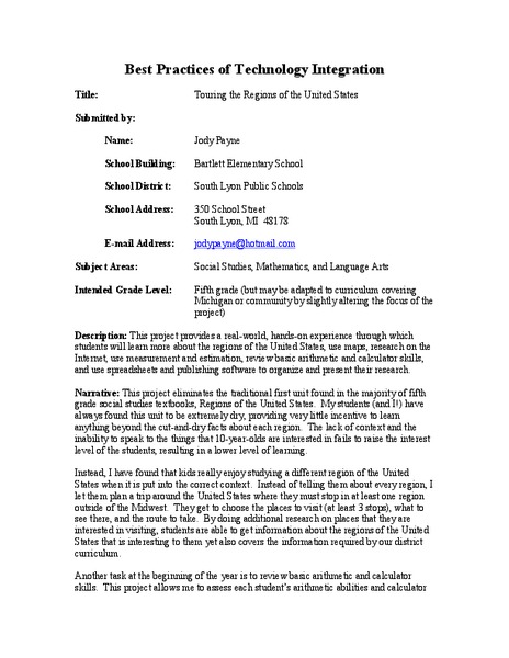 Touring the Regions of the United States Lesson Plan