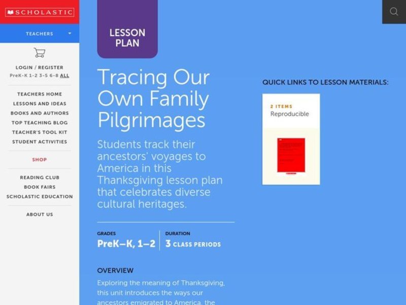 Tracing Our Own Family Pilgrimages Lesson Plan