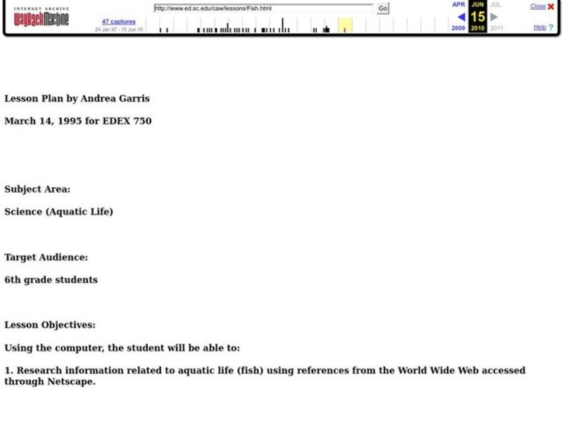 Aquatic Life Lesson Plan