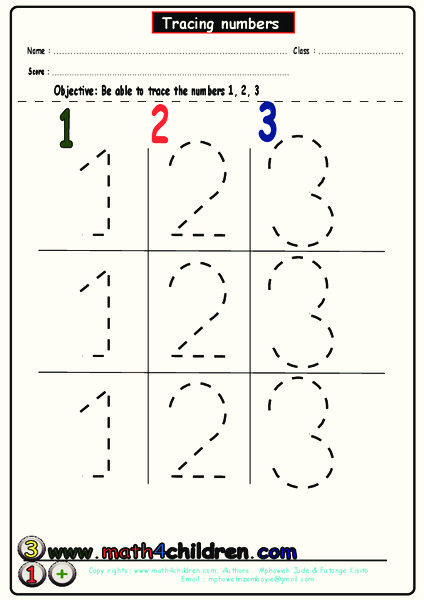 Tracing Numbers Worksheet