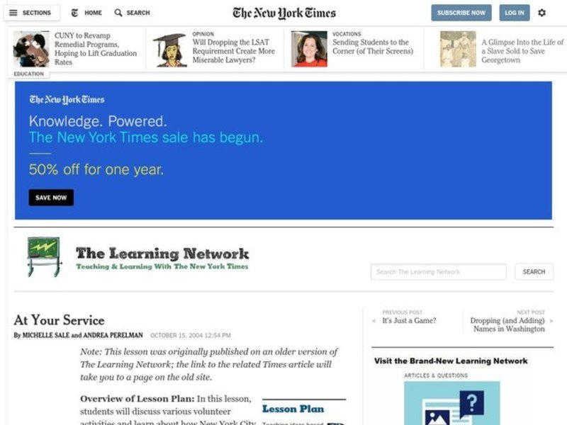 At Your Service Lesson Plan