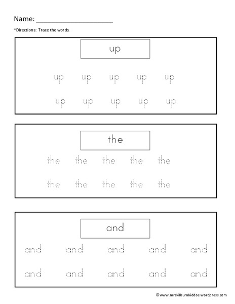 Tracing Sight Words 2 Worksheet