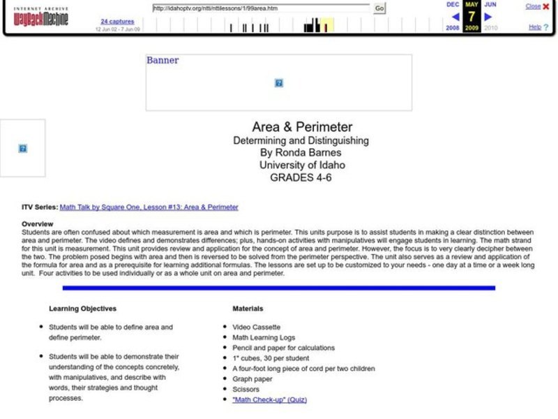 Area & Perimeter Lesson Plan