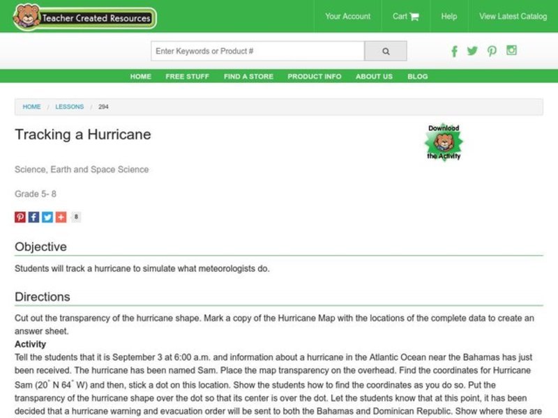 Tracking a Hurricane Lesson Plan