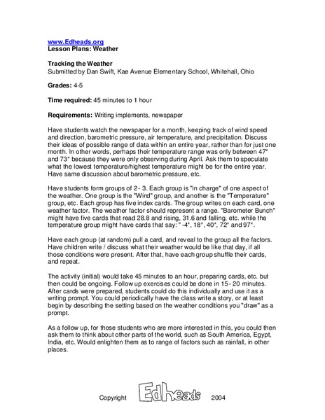Tracking the Weather Lesson Plan