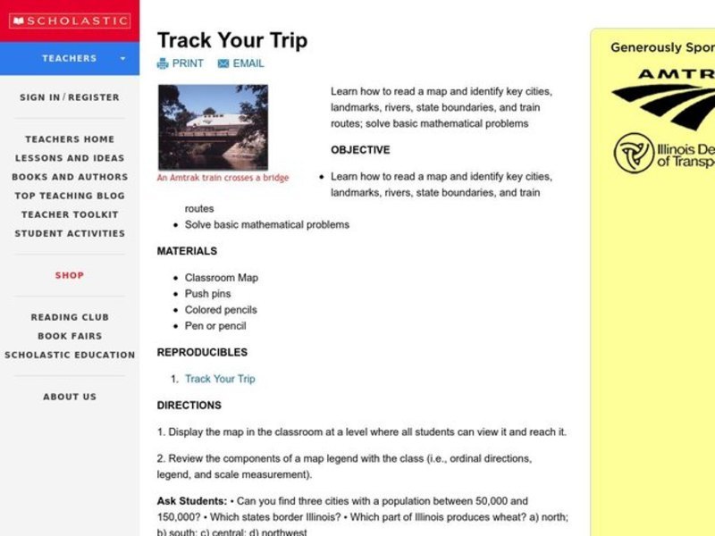 Track Your Trip Lesson Plan