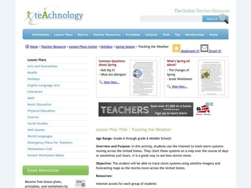 Tracking the Weather Lesson Plan