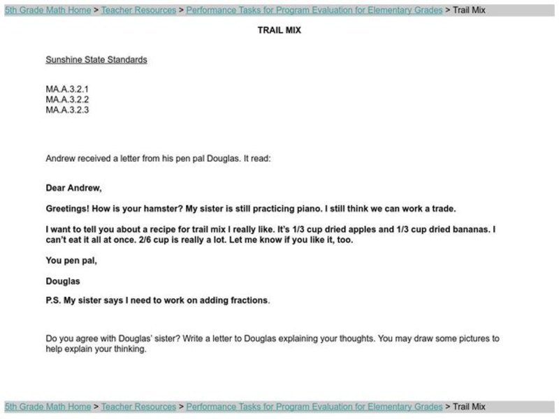 Trail Mix Lesson Plan