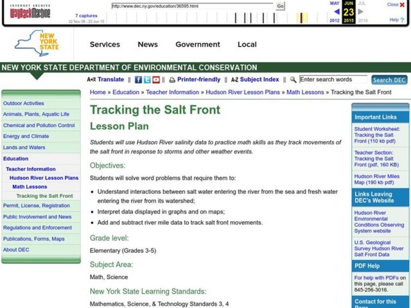 Tracking the Salt Front Lesson Plan
