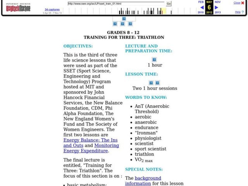 Training for Three: Triathlon Lesson Plan