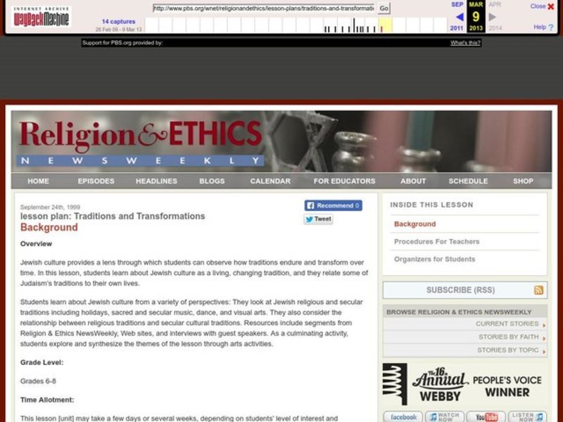 Traditions and Transformations Lesson Plan