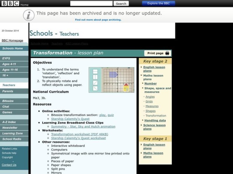 Transformation Lesson Plan