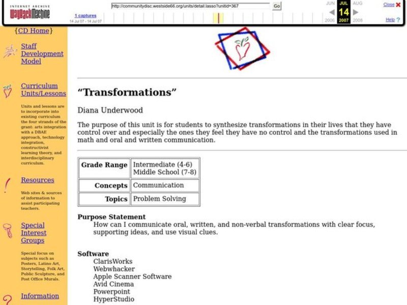 Transformations Lesson Plan