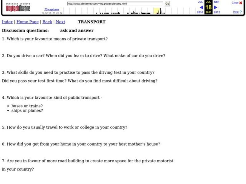 Transport Lesson Plan