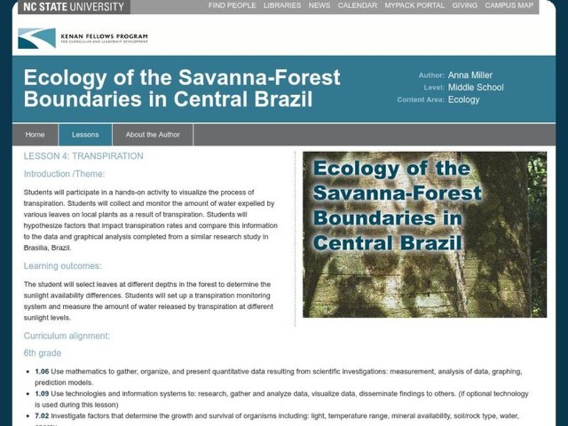 Transpiration  Lesson Plan