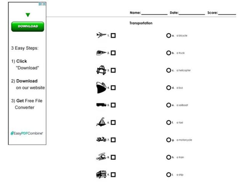 Transportation Worksheet