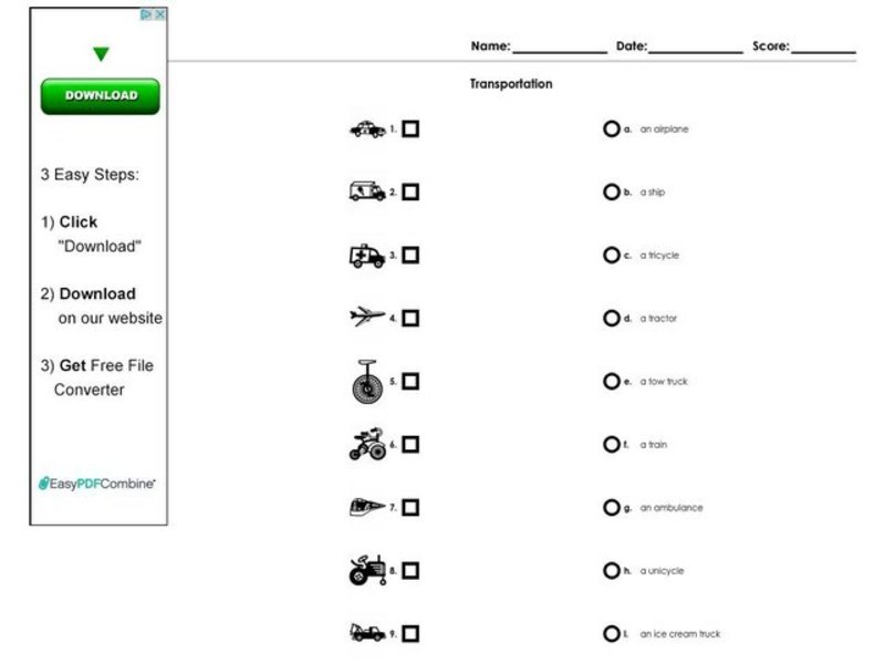 Transportation Worksheet