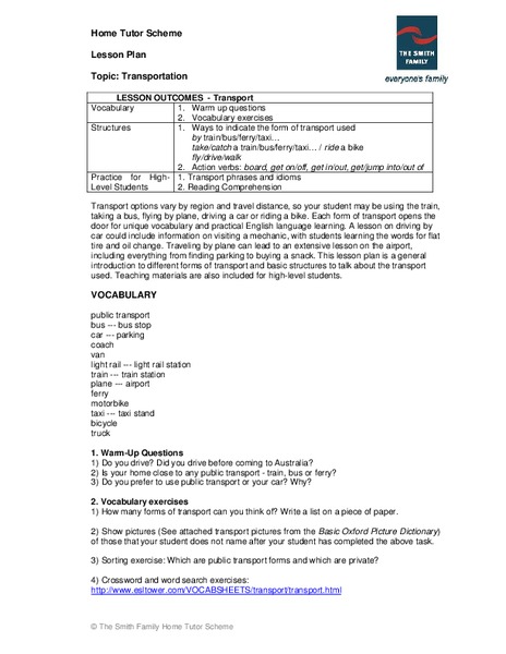 Transportation Lesson Plan
