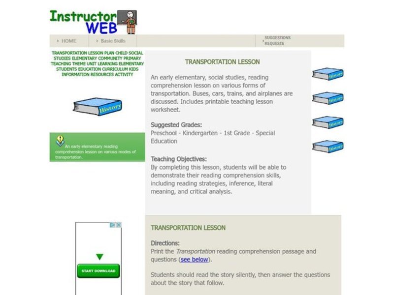 Transportation Lesson Lesson Plan