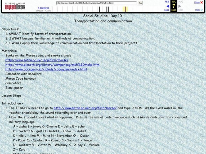 Transportation and Communication Lesson Plan