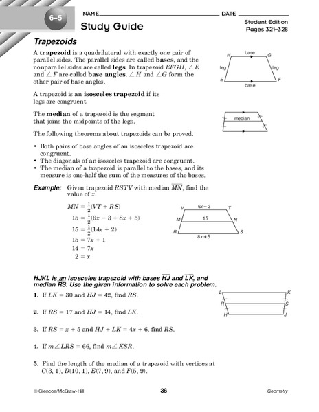 Trapezoids Worksheet