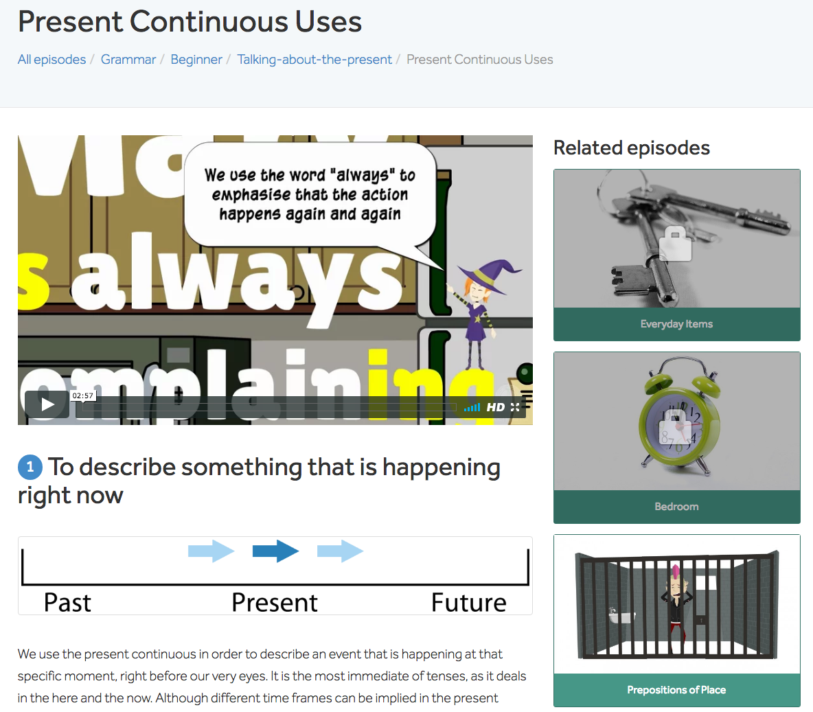 Present Continuous Uses Instructional Video
