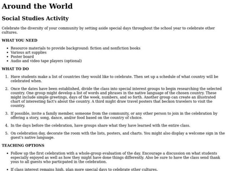 Around the World Lesson Plan