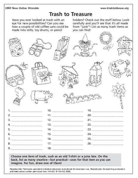 Trash To Treasure Lesson Plan