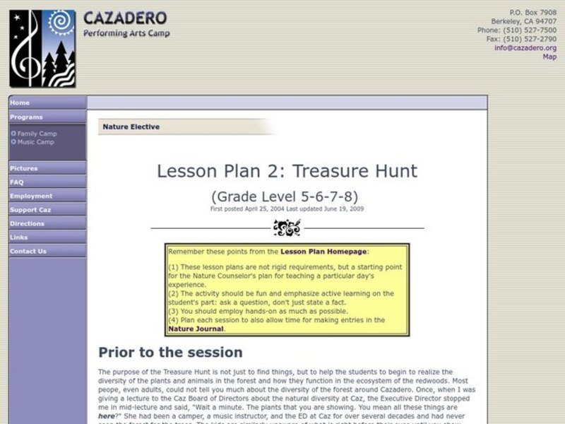 Treasure Hunt Lesson Plan