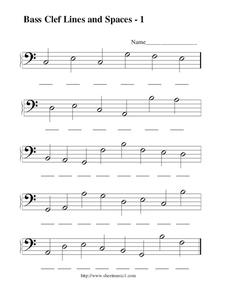Treble Clef Lines and Spaces Worksheet