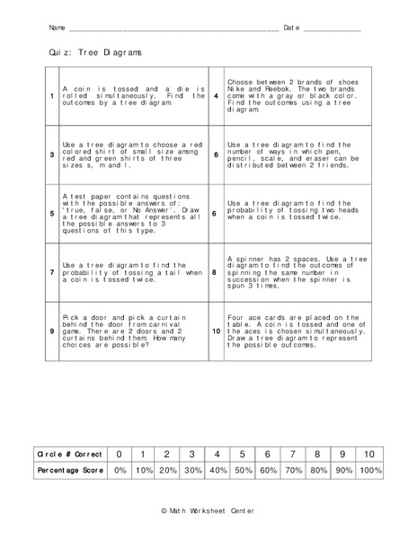 Tree Diagrams Worksheet