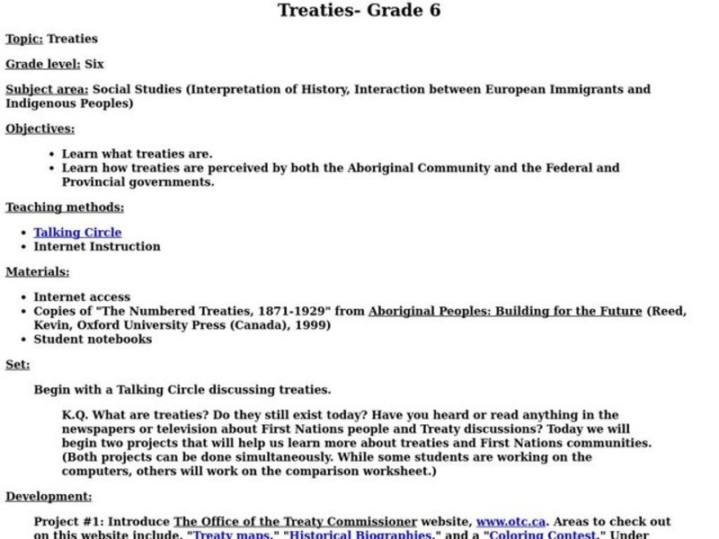 Treaties Lesson Plan