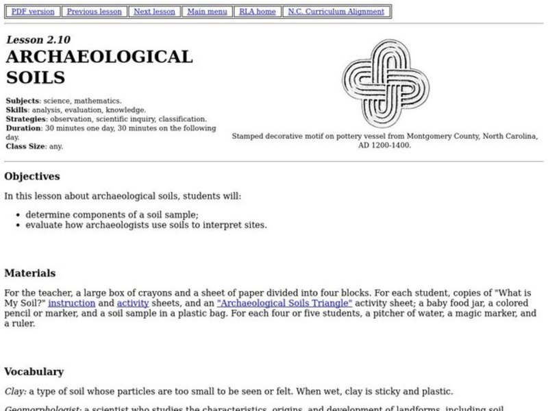 Archaeological Soils Lesson Plan