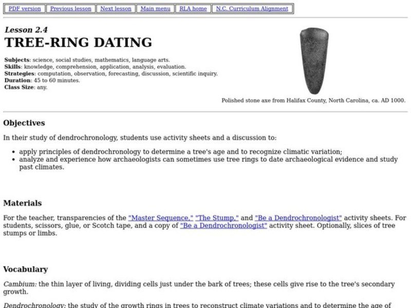 Tree-ring Dating Lesson Plan