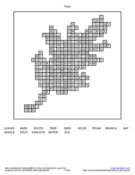 Trees Word Search Worksheet