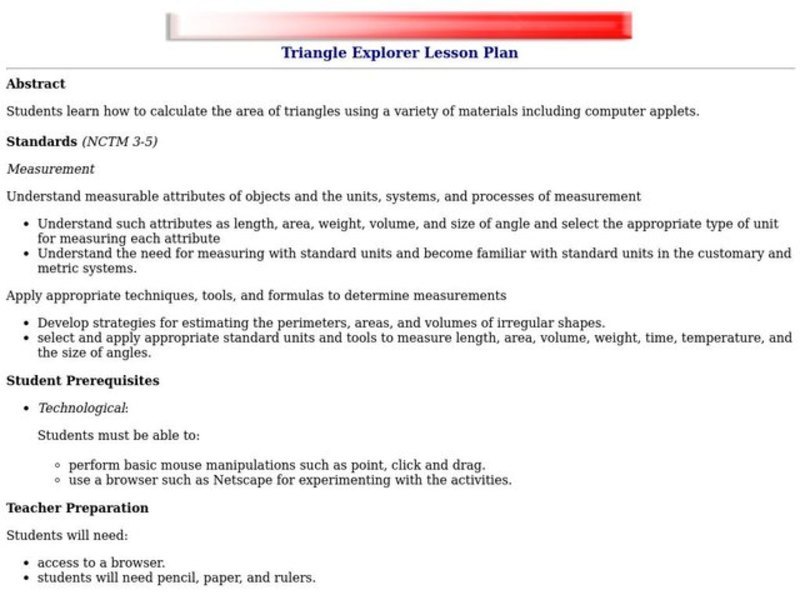 Triangle Explorer Lesson Plan
