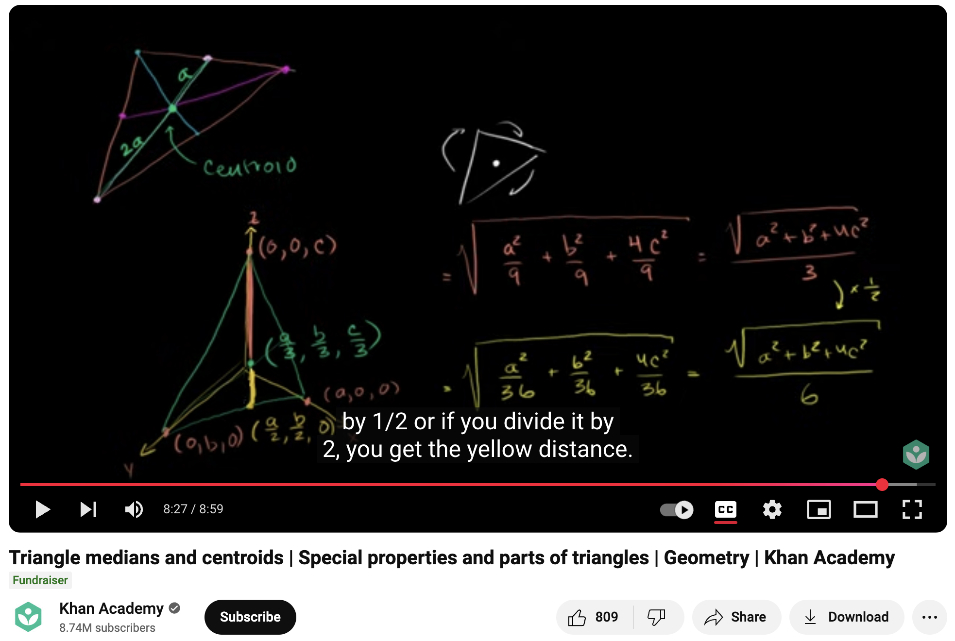 Triangle Medians and Centroids, Special Properties and Parts of Triangles, Geometry Instructional Video