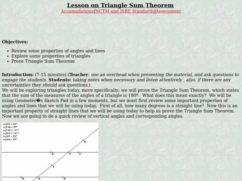 Triangle Sum Theorem Lesson Plan