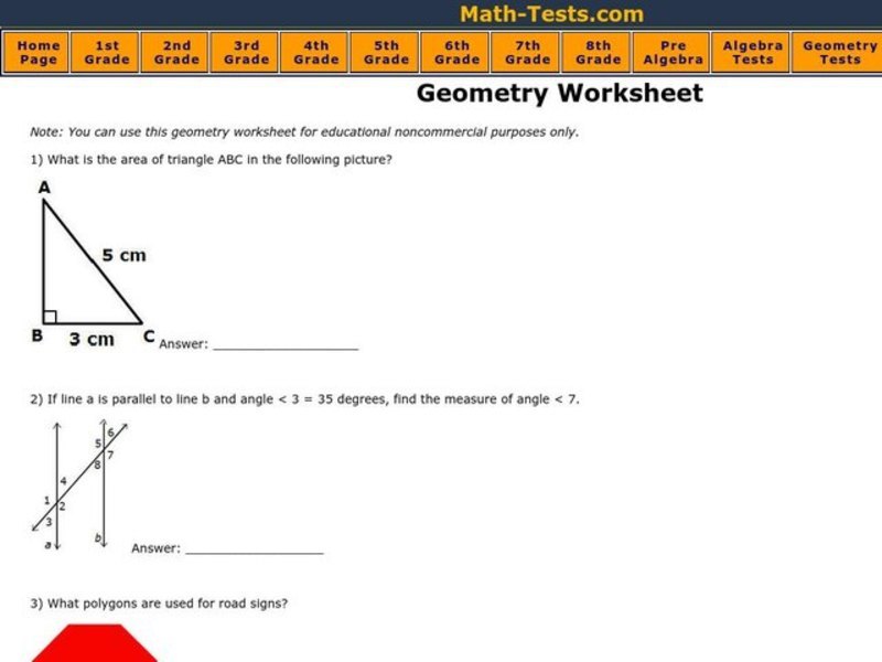 Triangles Worksheet