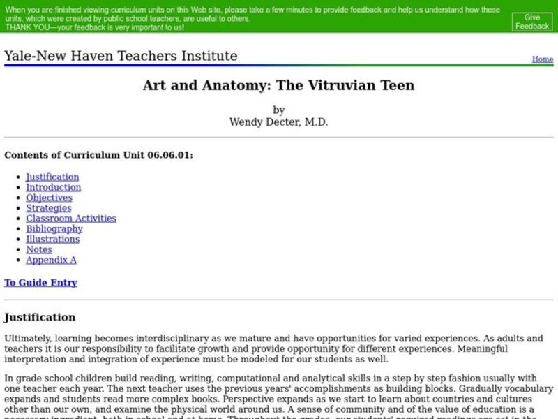 Art and Anatomy: The Vitruvian Teen Lesson Plan