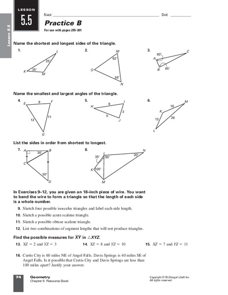 Triangles Worksheet