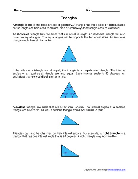 Triangles Worksheet