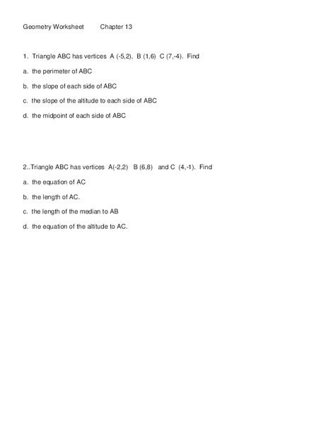 Triangles Worksheet
